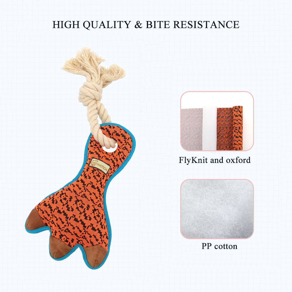 J.CARP Cute Durable Cotton Rope Squeaky Paw Shaped Dog Toy for Aggressive Chewers, Paw