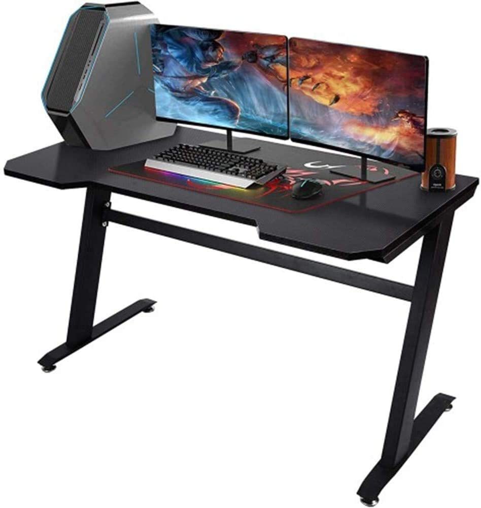 Gaming Table 47.2" W x 23.6" D Home Office Computer PC Desk Gaming Table Curve Design for Men Boyfriend Female Gift, Black Gamer Workstation, with 2 Cable Management Holes XH
