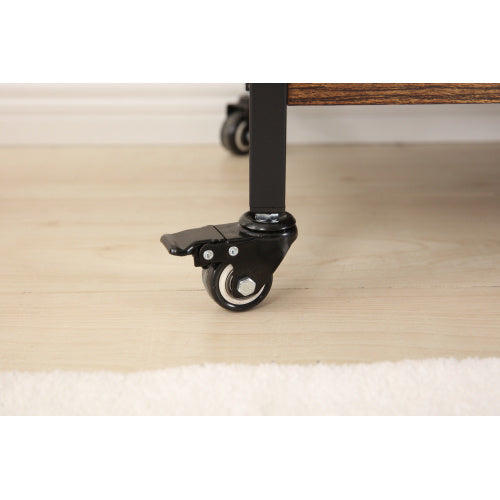 kitchen practical storage rack dining cart trolley, microwave oven rack 3 layers + 4 layers shelf, with 4 high-end hooks and 6 high-quality pulleys, spice rack organizer workstation (Rustic Brown)