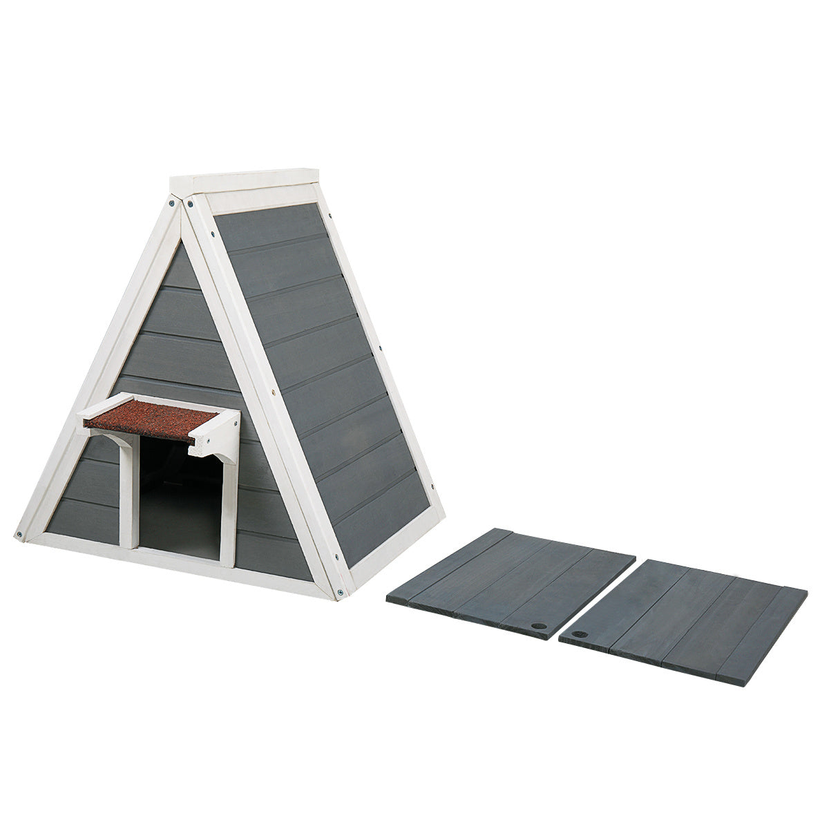 Triangle Cat House with Escape Door for All Cats