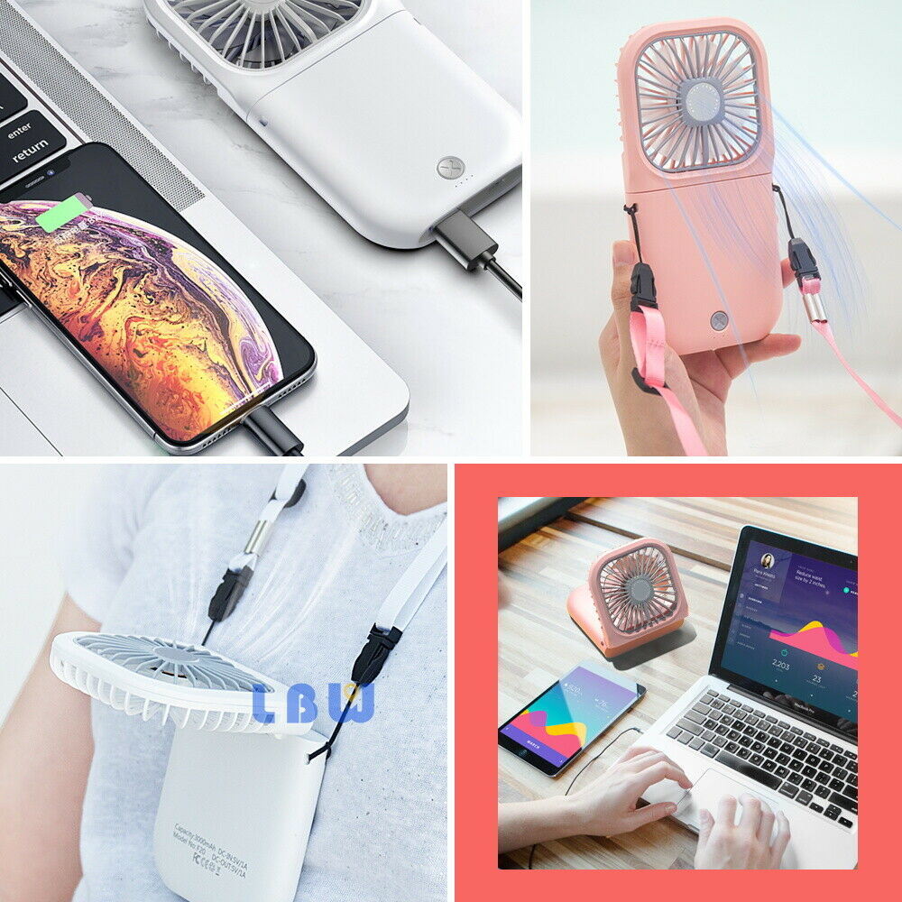 Free shipping 3000mAh Portable USB Rechargeable Hands-free Hanging Neck Folding Mini Fan for Office Dormitory Outdoor Sports Travel Cooler 3 Gears Adjustable Handheld Air Conditioner Summer Cooling