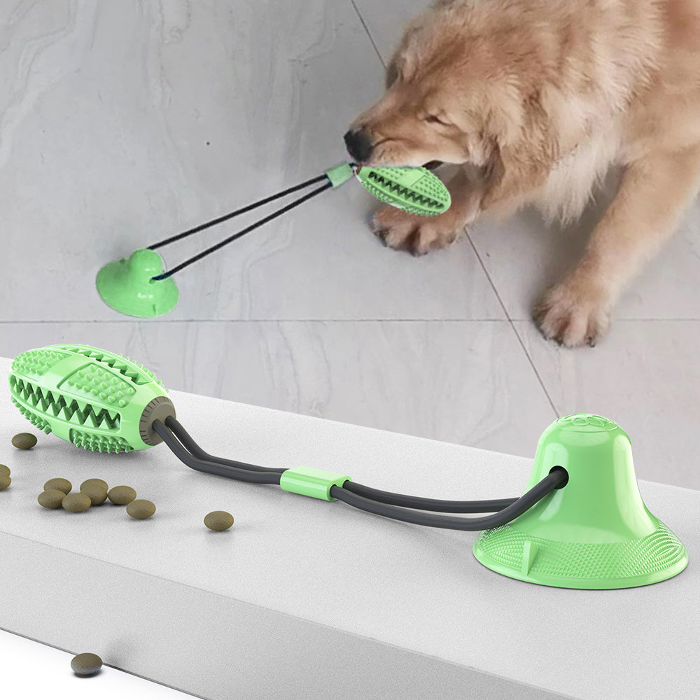 Dog Molar Bite Toy Multifunction Pet Chew Toys with Suction Cup Doggy Pull Ball for Dogs Cats Cleaning Tooth Food Dispenser NEW