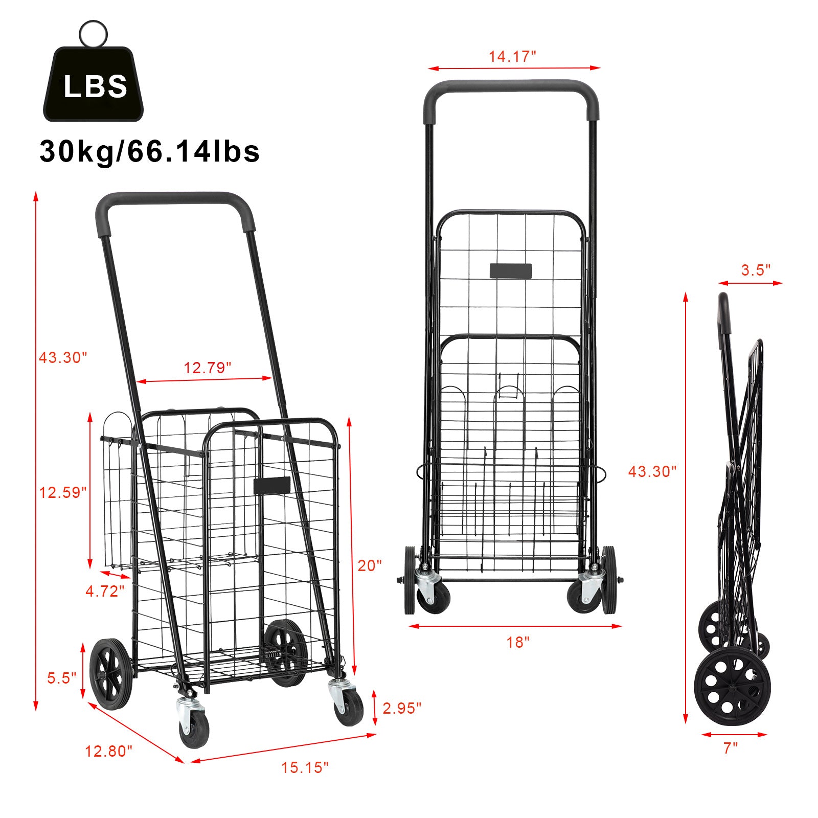 Free shipping Oshion Iron 1100mm Telescopic Armrest 0.8mm 16# Round Tube 30kg Silver Foldable Shopping Cart YJ