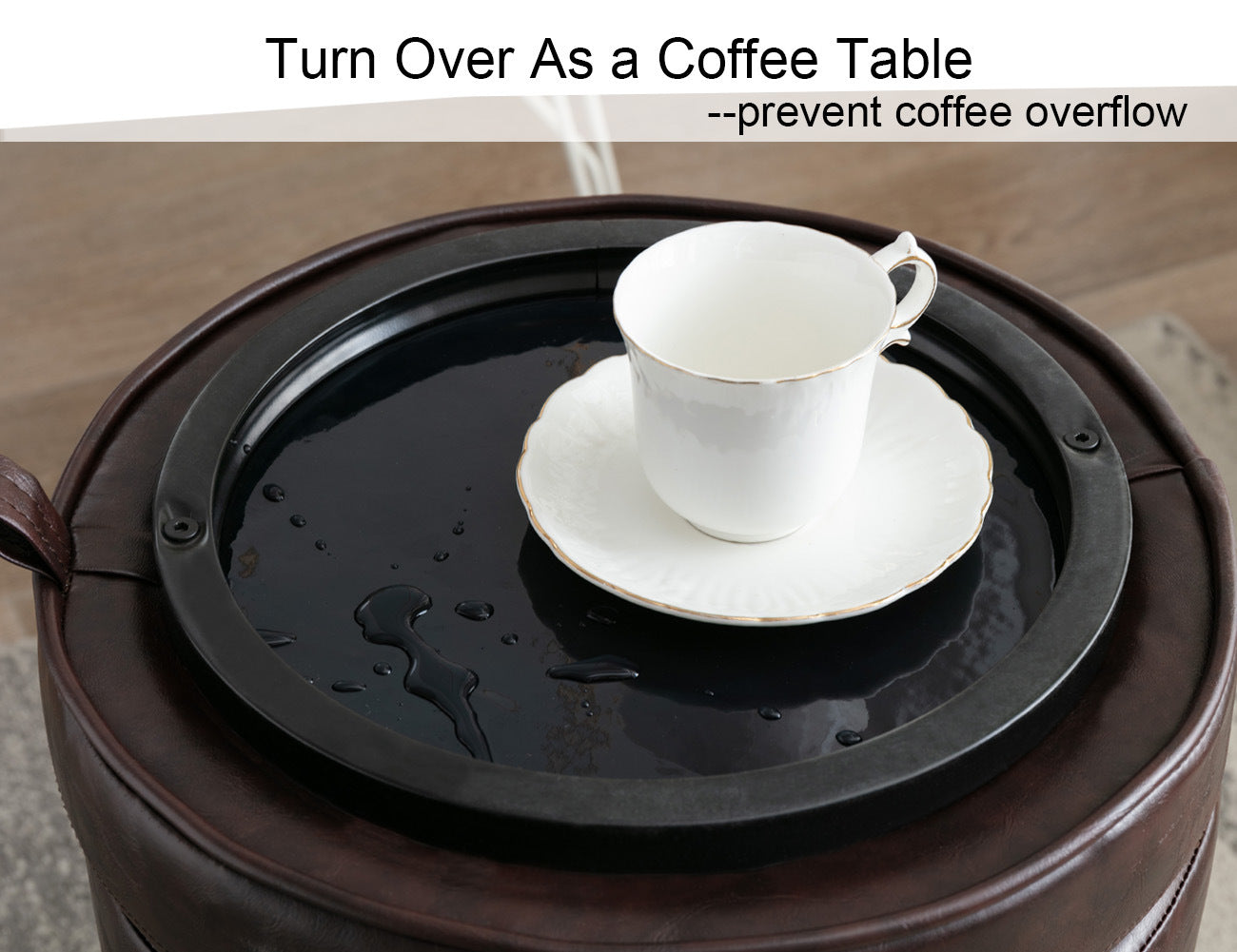 CoVibrant Velvet Vanity Stool with Storage and Tray Mid Century Small Round Ottoman for Bedroom Makeup Desk Living Room