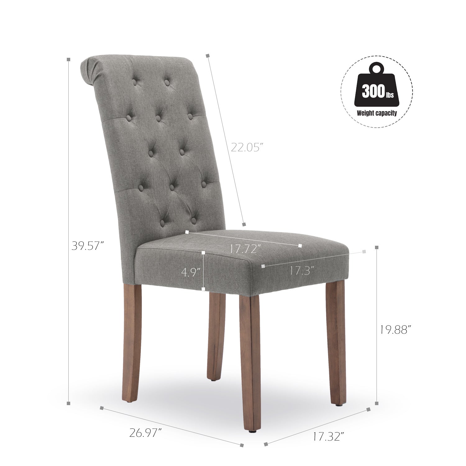 Free Shipping Qwork Furniture Classic Fabric Dining Chair with Wooden Legs - Set of 2