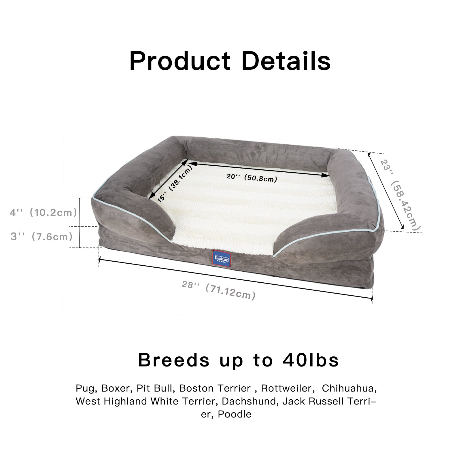 Orthopedic Memory Foam Dog Couch with Free Waterproof Liner and Removable Washable Cover, Durable Pet Sofa for Dogs and Cats