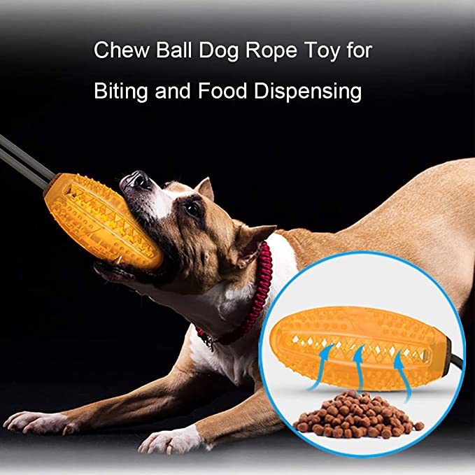 Two Suction Cup Tug Dog Toy, Dog Self-Playing Tug of War Pet Molar Bite Toy with Suction pup tug Toy, Chew Ball Dog Rope Toy for Biting and Food Dispensing