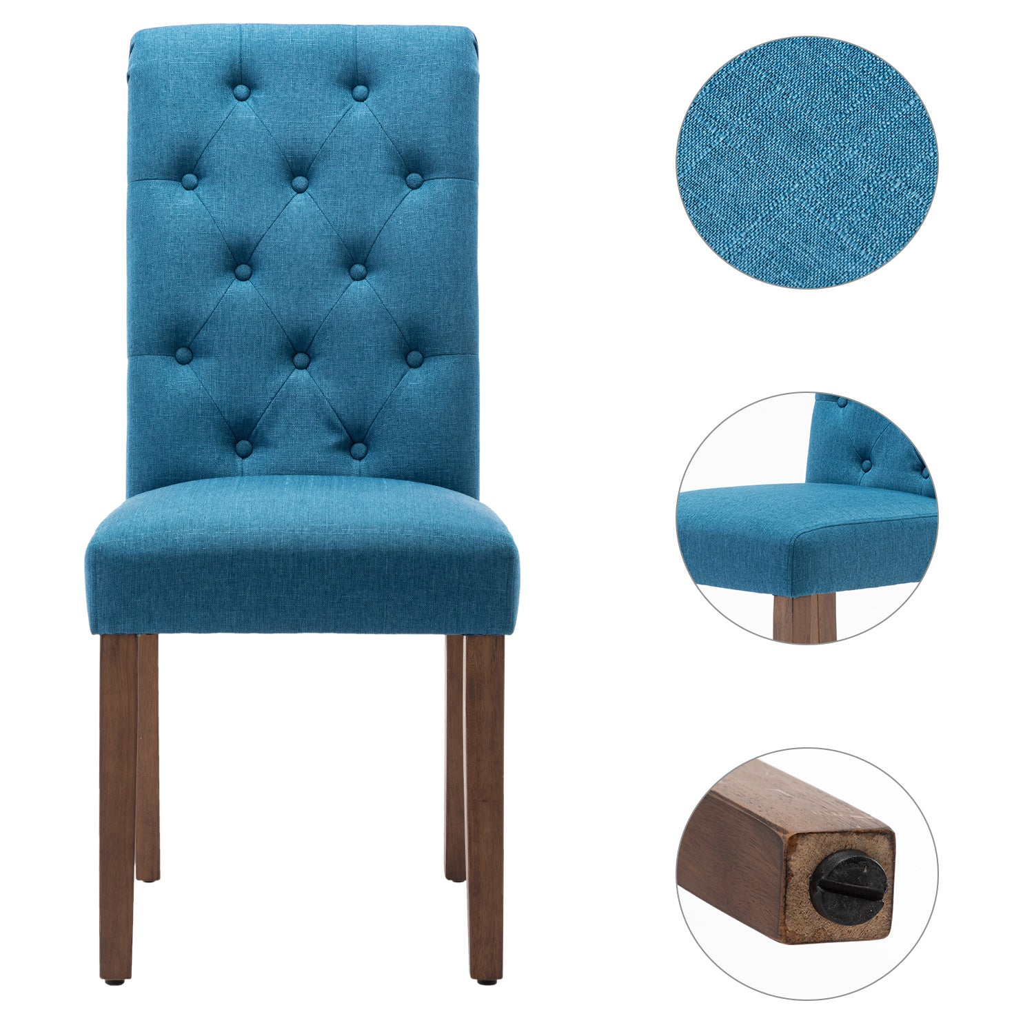 Free Shipping Qwork Furniture Classic Fabric Dining Chair with Wooden Legs - Set of 2