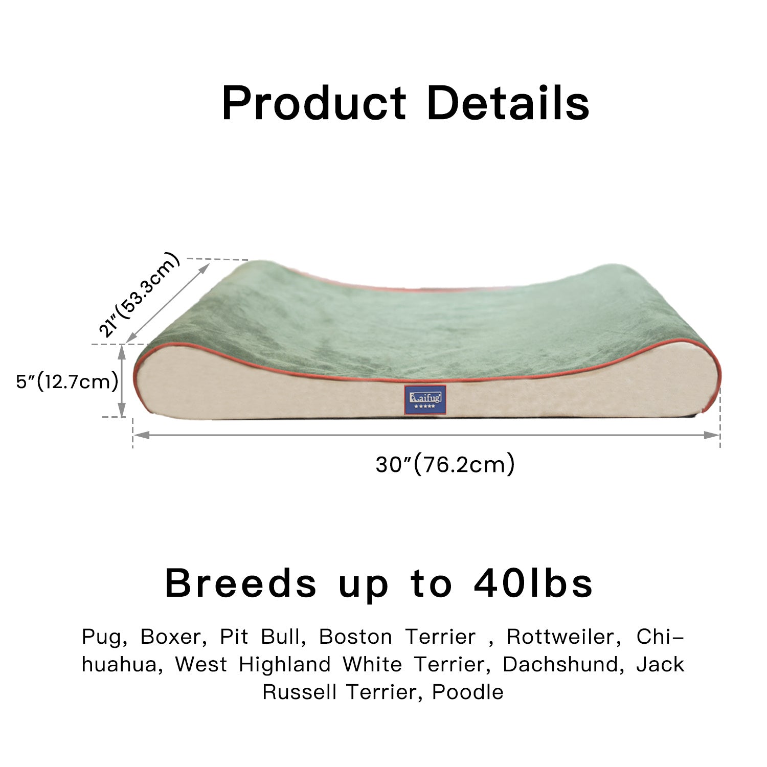 Orthopedic Foam Mattress Dog Bed Contour Bed with Removable Washable Cover and Waterproof Liner Nonskid Bottom - Friendly Design Ideal for Crate or Kennel