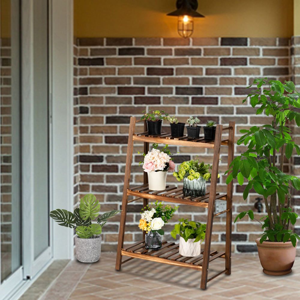 3 Tier Wooden Plant Stand Bonsai Display Flower Shelf Outdoor Indoor Home Garden