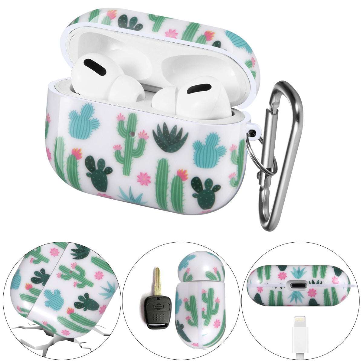 Case Cover with Sunflower Skin,OLEBAND Cute Hard Protective Shockproof Accessory with Keychain for Men Women and Girls,Compatible for Apple Airpods Pro 3 Charging Case Front LED