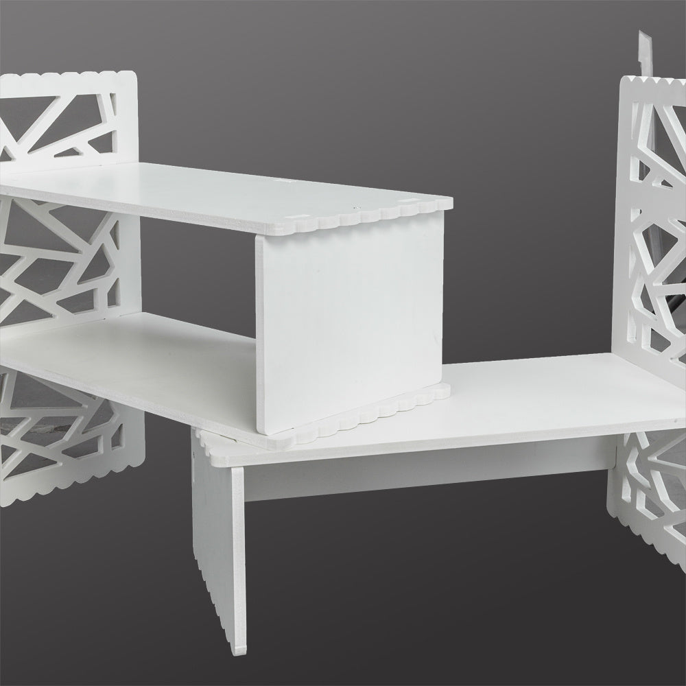 Free shipping Expandable Openwork Desktop Bookshelf Organizer Shelving Unit White Matte Finish YJ