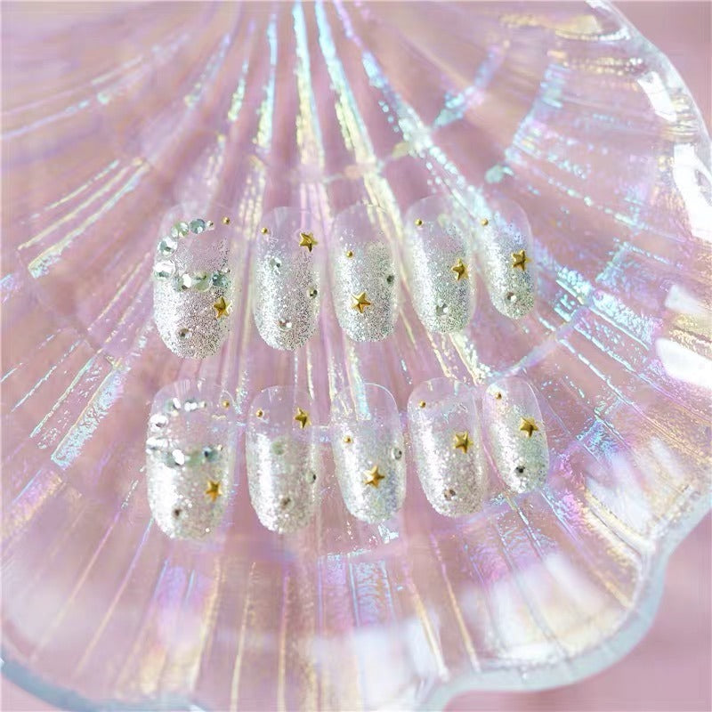 moon & star design handmade press on/fake nails/