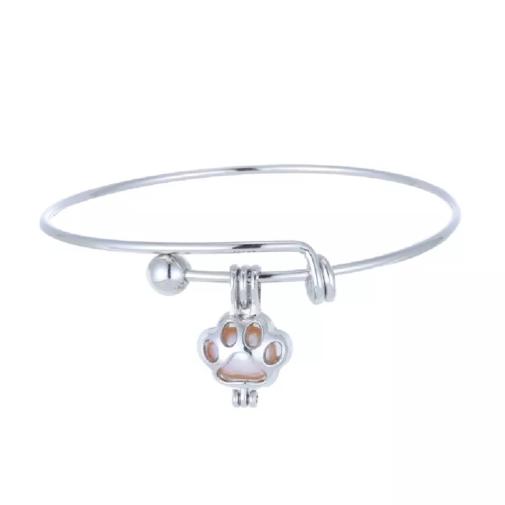Cage Pendant Bangle Bracelets With With Oyster Pearl- 1x w/Random Color and Design