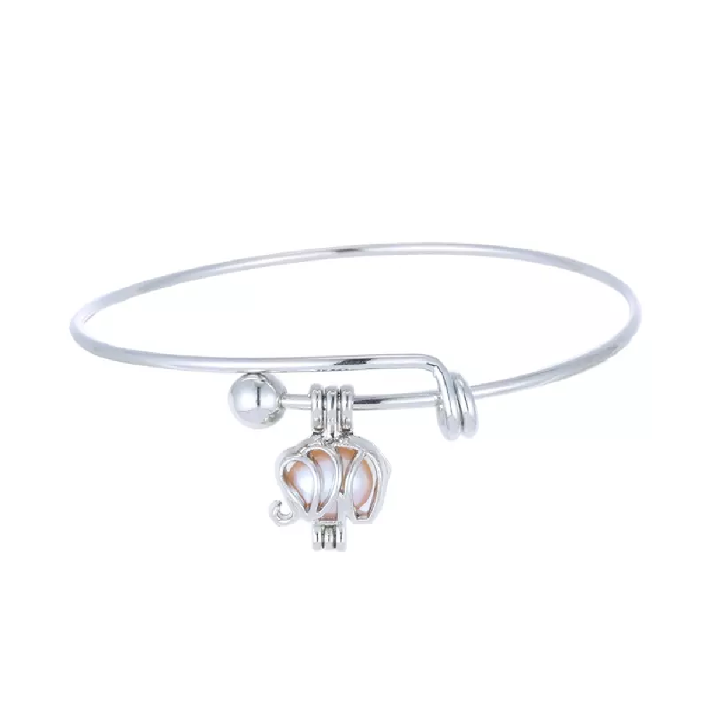 Cage Pendant Bangle Bracelets With With Oyster Pearl- 1x w/Random Color and Design