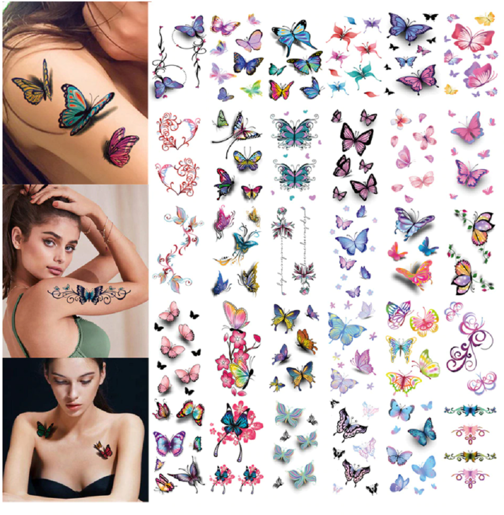 Colorful Temporary Tattoo Sticker Face Hand Lovely Body Art Rainbow - 30Pcs/Bag