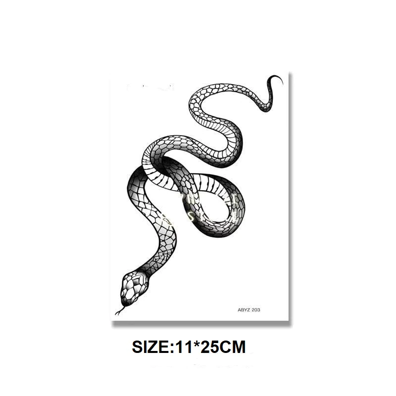 Black Snake Temporary Tattoo Stickers For Women Men Body Waist Waterproof (3 Sheets)