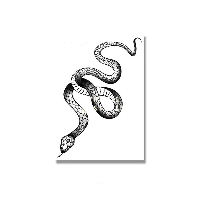 Black Snake Temporary Tattoo Stickers For Women Men Body Waist Waterproof (3 Sheets)