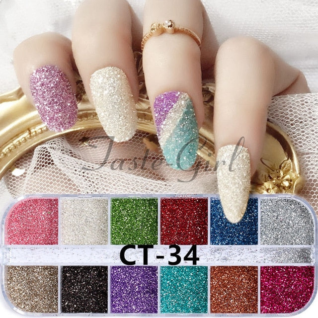 12 Grids/Set Mixed size Nail Glitter Flakes 3D Sequins Paillette Powder Charm Nail Art Decoration Manicure tools CT01-20