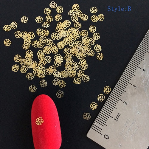 100pcs Heart Nail Decals Metal Stud lOVE Nailart Rivet Charms DIY Nails Accessories 3D Nail Art Decorations