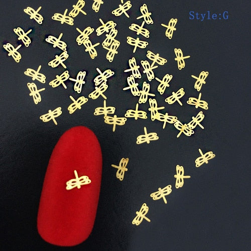 100pcs Heart Nail Decals Metal Stud lOVE Nailart Rivet Charms DIY Nails Accessories 3D Nail Art Decorations
