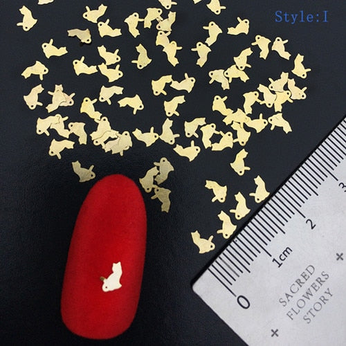 100pcs Heart Nail Decals Metal Stud lOVE Nailart Rivet Charms DIY Nails Accessories 3D Nail Art Decorations