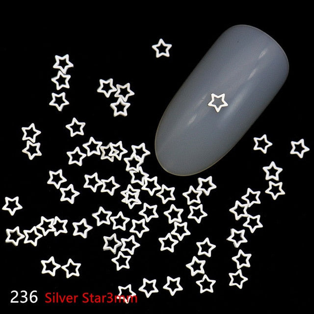 100pcs Heart Nail Decals Metal Stud lOVE Nailart Rivet Charms DIY Nails Accessories 3D Nail Art Decorations