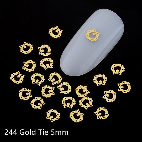 100pcs Heart Nail Decals Metal Stud lOVE Nailart Rivet Charms DIY Nails Accessories 3D Nail Art Decorations