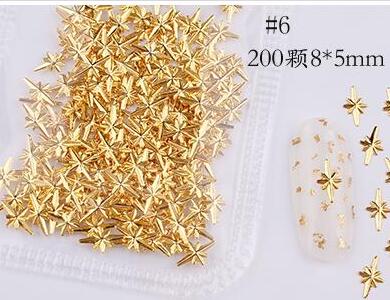 500*200Pcs Nail Metal Rivets Charms 3D Nail Art Decoration Star + Moon 31 size / shape Nail Studs Rivets 3D Nail Art Decoration