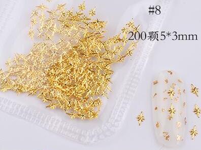 500*200Pcs Nail Metal Rivets Charms 3D Nail Art Decoration Star + Moon 31 size / shape Nail Studs Rivets 3D Nail Art Decoration