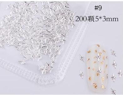 500*200Pcs Nail Metal Rivets Charms 3D Nail Art Decoration Star + Moon 31 size / shape Nail Studs Rivets 3D Nail Art Decoration