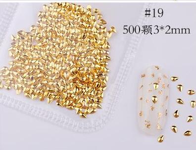 500*200Pcs Nail Metal Rivets Charms 3D Nail Art Decoration Star + Moon 31 size / shape Nail Studs Rivets 3D Nail Art Decoration