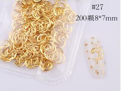 500*200Pcs Nail Metal Rivets Charms 3D Nail Art Decoration Star + Moon 31 size / shape Nail Studs Rivets 3D Nail Art Decoration