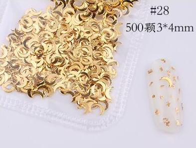 500*200Pcs Nail Metal Rivets Charms 3D Nail Art Decoration Star + Moon 31 size / shape Nail Studs Rivets 3D Nail Art Decoration