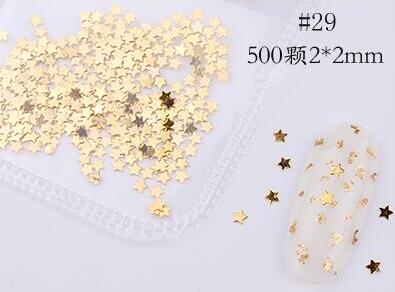 500*200Pcs Nail Metal Rivets Charms 3D Nail Art Decoration Star + Moon 31 size / shape Nail Studs Rivets 3D Nail Art Decoration