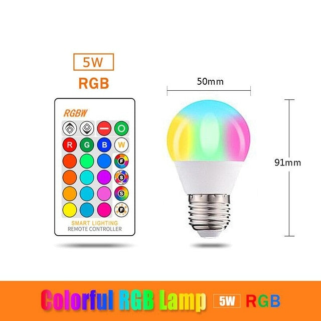 110V 220V Bluetooth E27 RGBW LED Bulb Lights 5W 10W 15W RGB Lampada Changeable Colorful RGBWW LED Lamp With Remote+Memory Mode