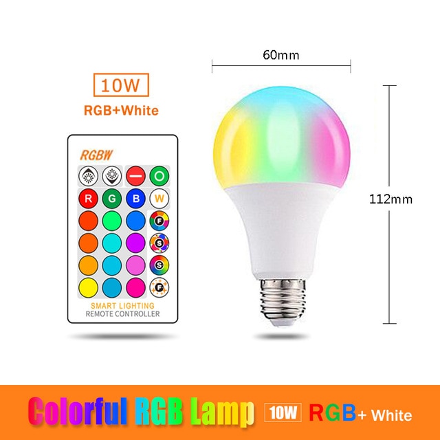 110V 220V Bluetooth E27 RGBW LED Bulb Lights 5W 10W 15W RGB Lampada Changeable Colorful RGBWW LED Lamp With Remote+Memory Mode