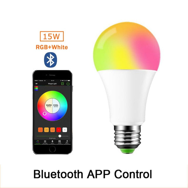 110V 220V Bluetooth E27 RGBW LED Bulb Lights 5W 10W 15W RGB Lampada Changeable Colorful RGBWW LED Lamp With Remote+Memory Mode