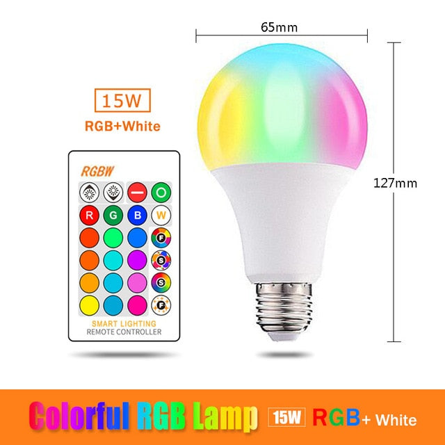 110V 220V Bluetooth E27 RGBW LED Bulb Lights 5W 10W 15W RGB Lampada Changeable Colorful RGBWW LED Lamp With Remote+Memory Mode