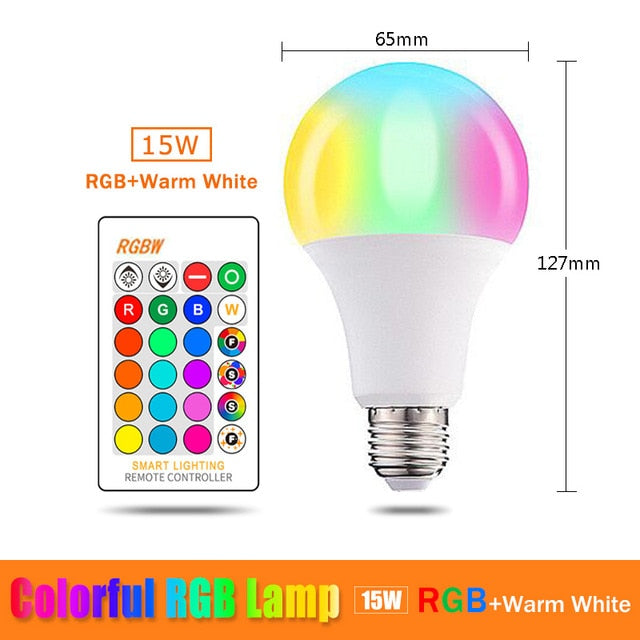 110V 220V Bluetooth E27 RGBW LED Bulb Lights 5W 10W 15W RGB Lampada Changeable Colorful RGBWW LED Lamp With Remote+Memory Mode