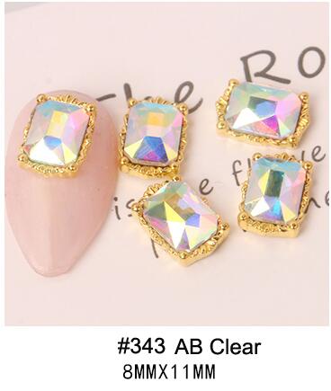 PABN 10pcs 3D Nail Crystals Rhinestone AB Charms Square Nail Gems Nail Art Decoration Manicure Accessories Nail Shiny Jewelry S#