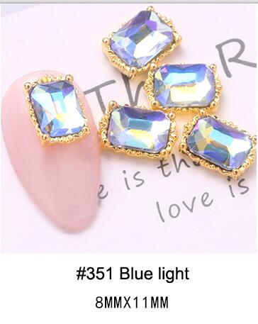 PABN 10pcs 3D Nail Crystals Rhinestone AB Charms Square Nail Gems Nail Art Decoration Manicure Accessories Nail Shiny Jewelry S#