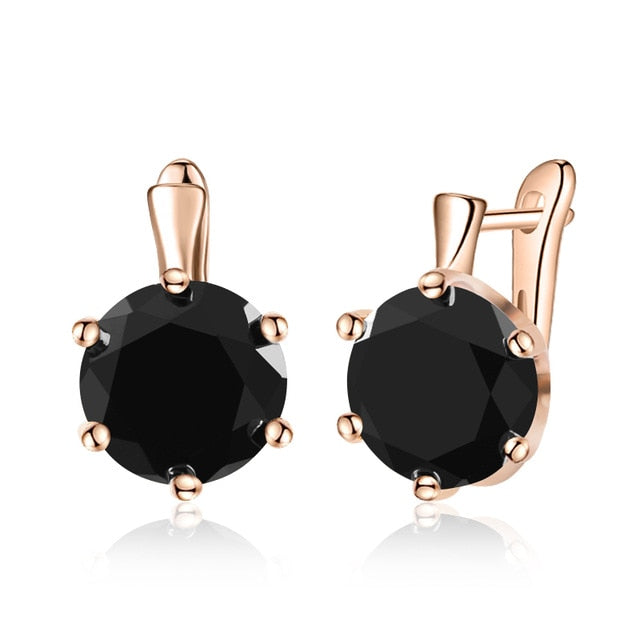 H:HYDE Fashion 10 Colors AAA CZ Element Stud Earrings For Women Vintage Pink Blue Crystal Earrings Statement Wedding Jewelry