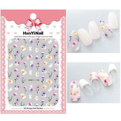 Flower 3D Nail Sticker Transparent Moon DIY Sticker Decals Tips Manicure Charm Design Adhesive Tips Art For Nail