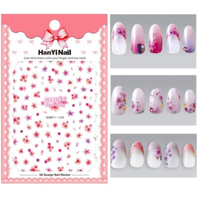 Flower 3D Nail Sticker Transparent Moon DIY Sticker Decals Tips Manicure Charm Design Adhesive Tips Art For Nail