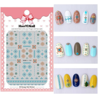 Flower 3D Nail Sticker Transparent Moon DIY Sticker Decals Tips Manicure Charm Design Adhesive Tips Art For Nail