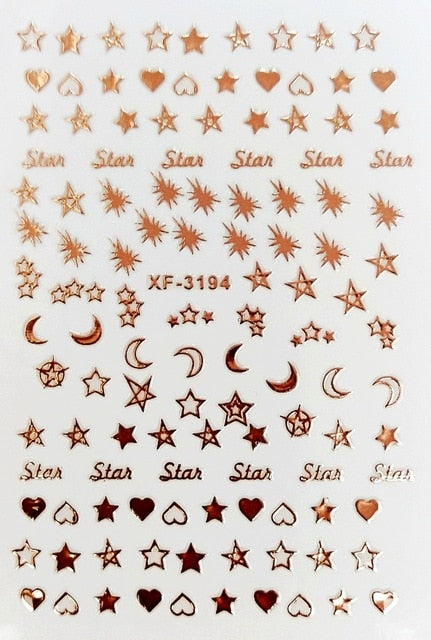 Flower 3D Nail Sticker Transparent Moon DIY Sticker Decals Tips Manicure Charm Design Adhesive Tips Art For Nail