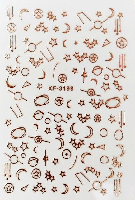 Flower 3D Nail Sticker Transparent Moon DIY Sticker Decals Tips Manicure Charm Design Adhesive Tips Art For Nail