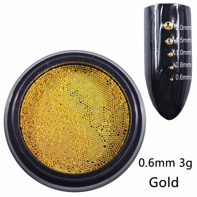 Beads for Nails Micro Metal Beads 0.6-2.0mm 3D Nail Studs Alloy Nail Jewelry Charms Supplies Art Decorations Steel Caviar Ball