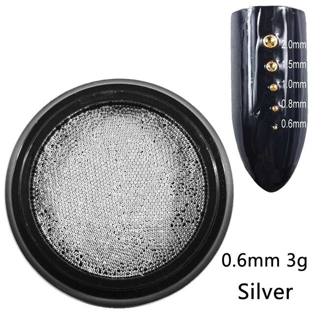 Beads for Nails Micro Metal Beads 0.6-2.0mm 3D Nail Studs Alloy Nail Jewelry Charms Supplies Art Decorations Steel Caviar Ball